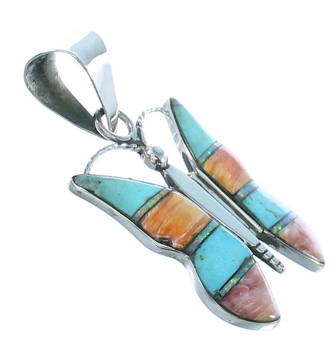 Multicolor Butterfly Authentic Sterling Silver Pendant QX104010